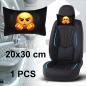 Preview: Auto Nackenkissen 20x30cm Nackenpolster Leder Schwarz mit Druck Design Smiley